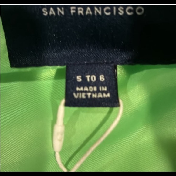 NWT- Janie and Jack Green Puffer Jacket with Striped Detail - Picture 4 of 7